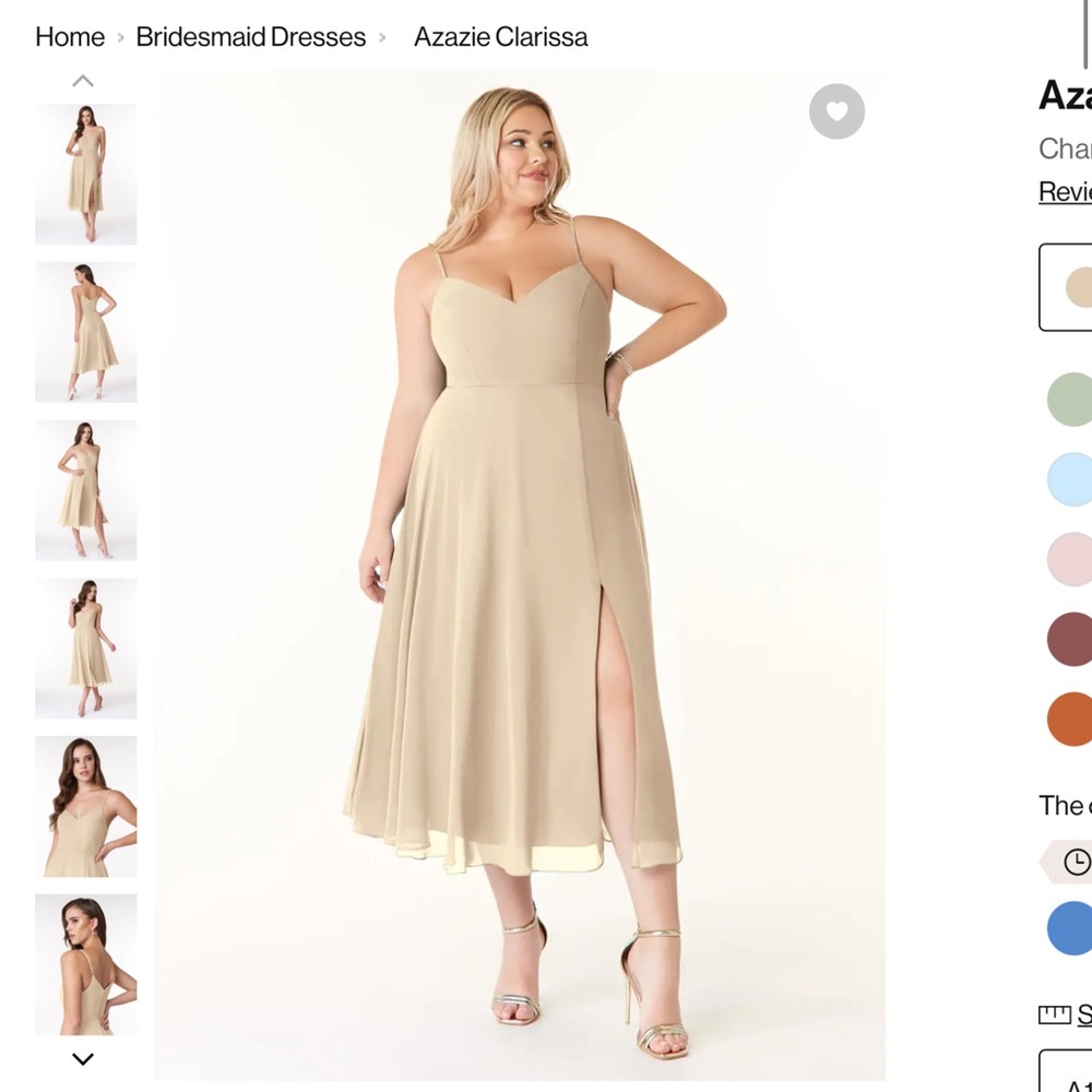 Azazie Clarissa Beige Midi Dress